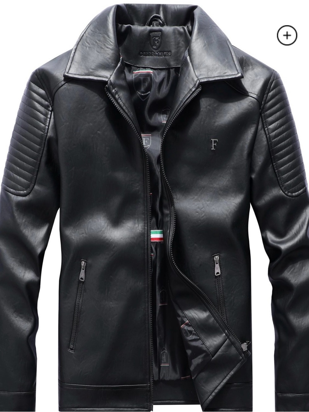 Faux Leather Black Men's Jacket - F Collections